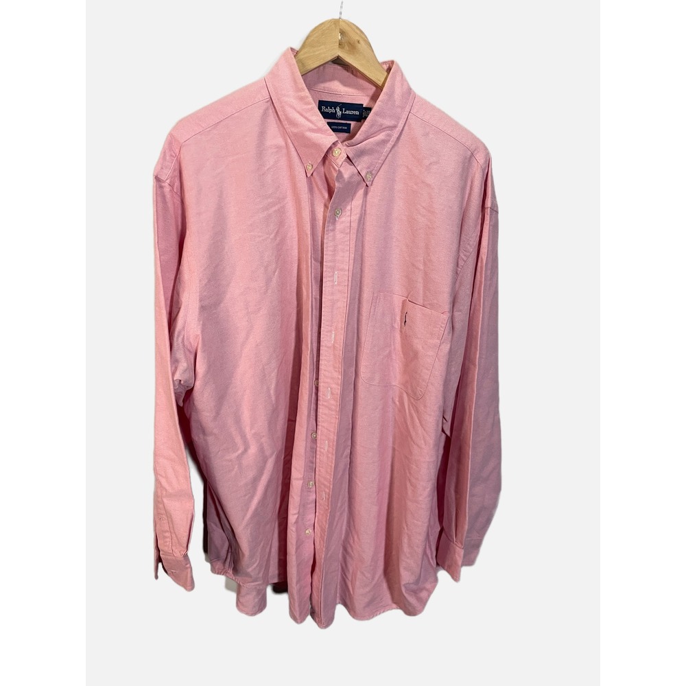 Ralph Lauren Button Down Mens 2XB Pink Cotton Oxford Long Sleeve Preppy Classic